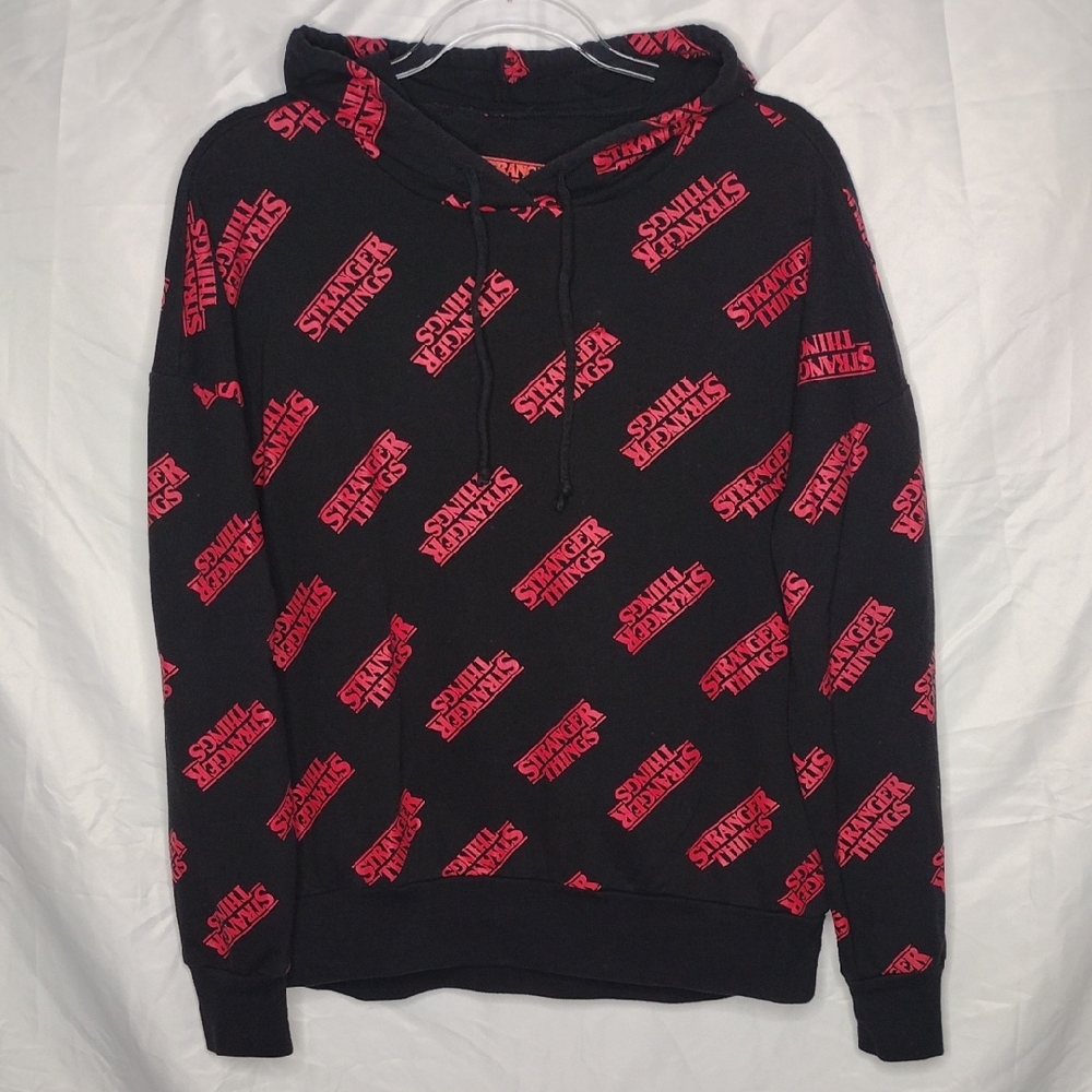 Netflix Stranger Things Black Red Logo Hoodie Women's L